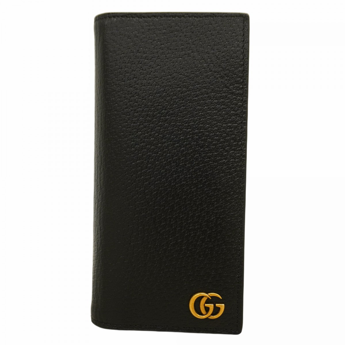 【5ic3629】グッチ 長財布 GGマーモント 428740 レザー ブラック ゴールド金具【中古】メンズ