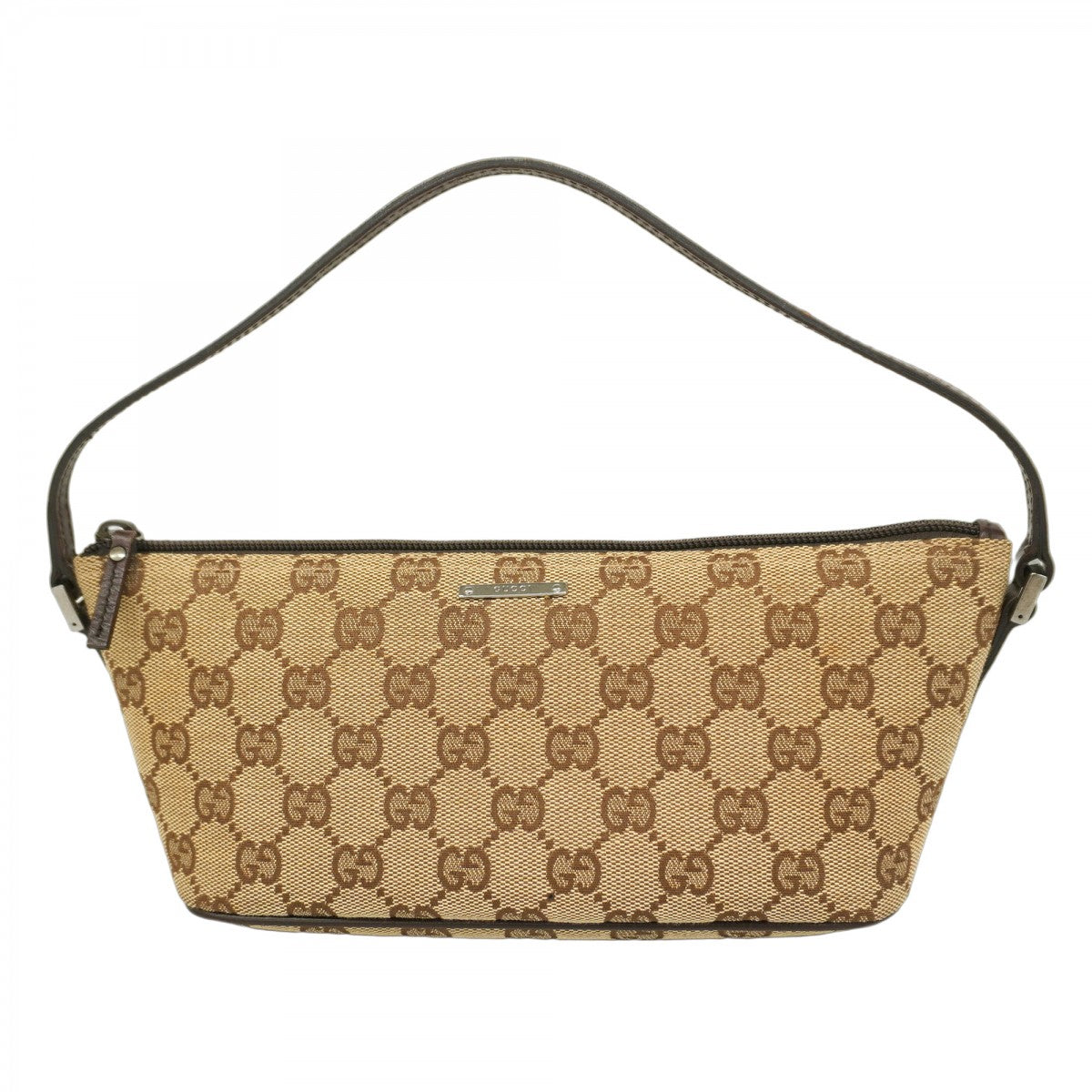 【良品】GUCCI 化粧ポーチ バナナポーチ GG柄 キャンバス シルバー金具 良品】GUCCI 化粧ポーチ バナナポーチ GG柄 キャンバス シルバー金具