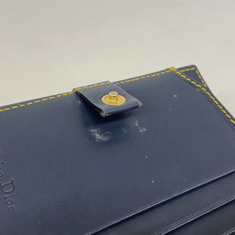 ★SALE【5id5005】クリスチャンディオール 財布 トロッター サドル キャンバス ネイビー ゴールド金具【中古】レディース