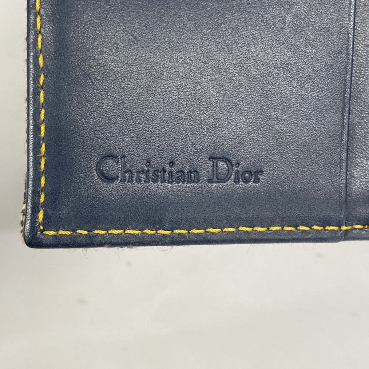 ★SALE【5id5005】クリスチャンディオール 財布 トロッター サドル キャンバス ネイビー ゴールド金具【中古】レディース