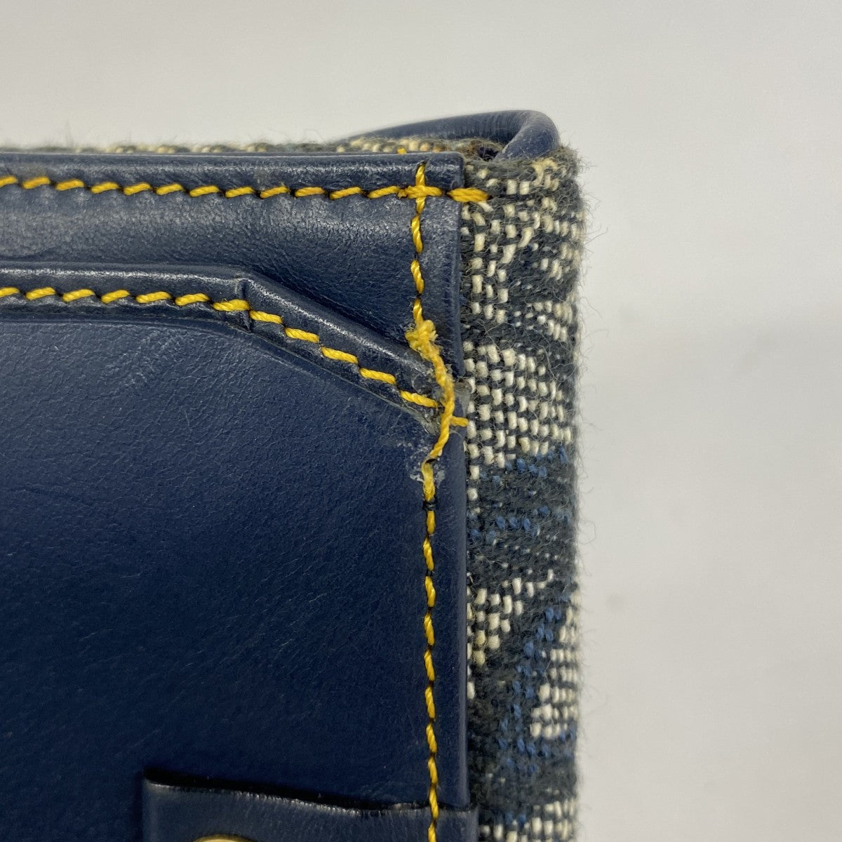 ★SALE【5id5005】クリスチャンディオール 財布 トロッター サドル キャンバス ネイビー ゴールド金具【中古】レディース