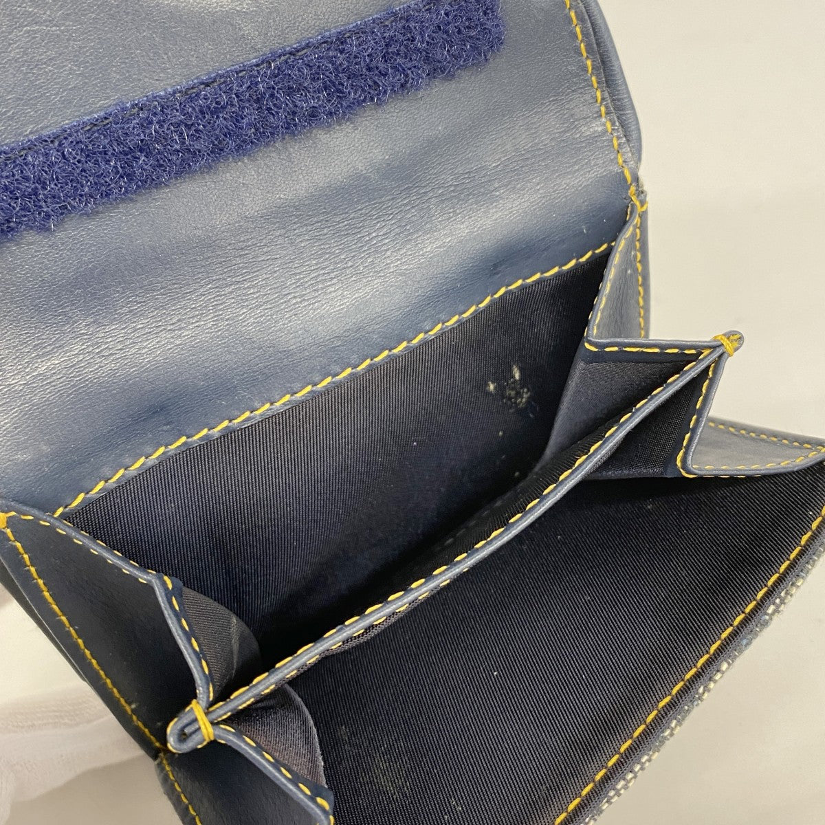 ★SALE【5id5005】クリスチャンディオール 財布 トロッター サドル キャンバス ネイビー ゴールド金具【中古】レディース
