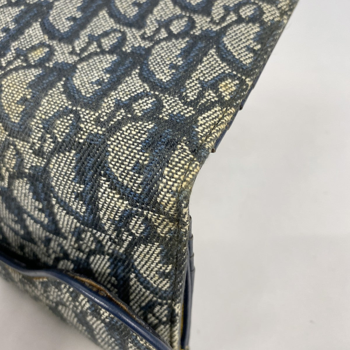 ★SALE【5id5005】クリスチャンディオール 財布 トロッター サドル キャンバス ネイビー ゴールド金具【中古】レディース