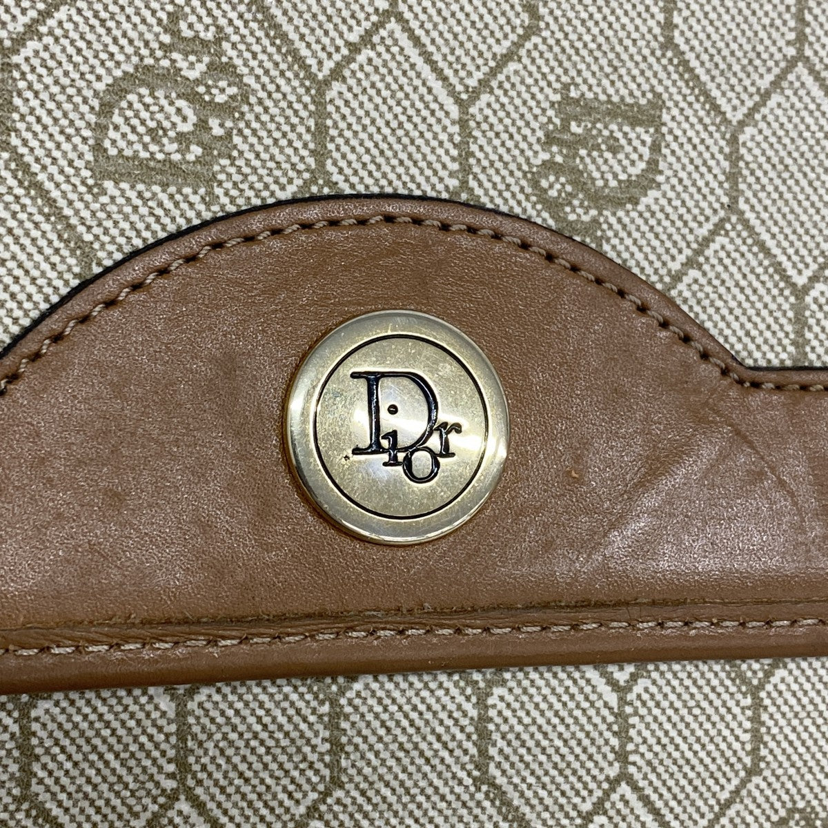 ★SALE【5ie5728】クリスチャンディオール ショルダーバッグ ハニカム PVC ベージュ ブラウン ゴールド金具【中古】レディース