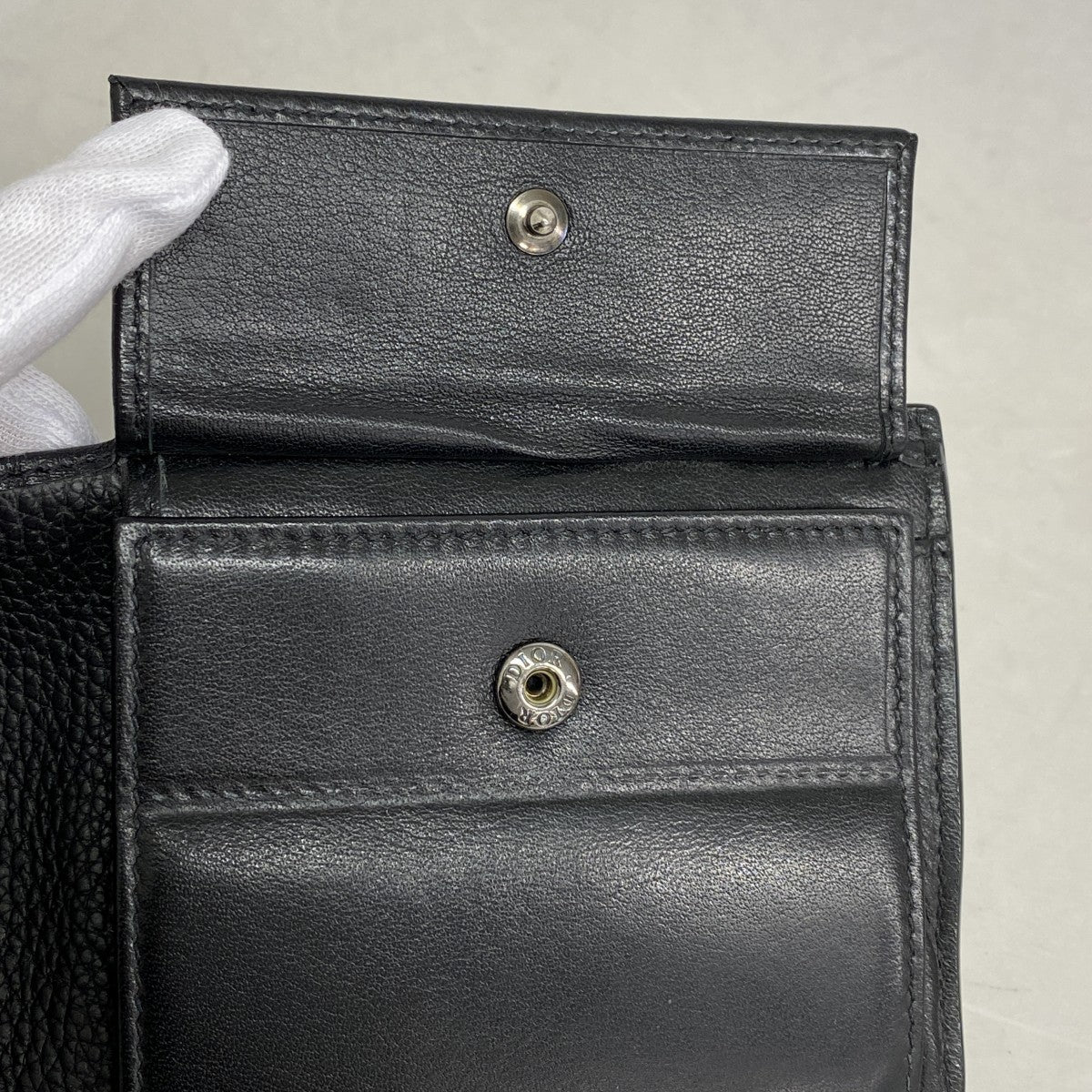 ★最終価格【5ie5757】クリスチャンディオール 財布 CDアイコン レザー ブラック シルバー金具【中古】メンズ
