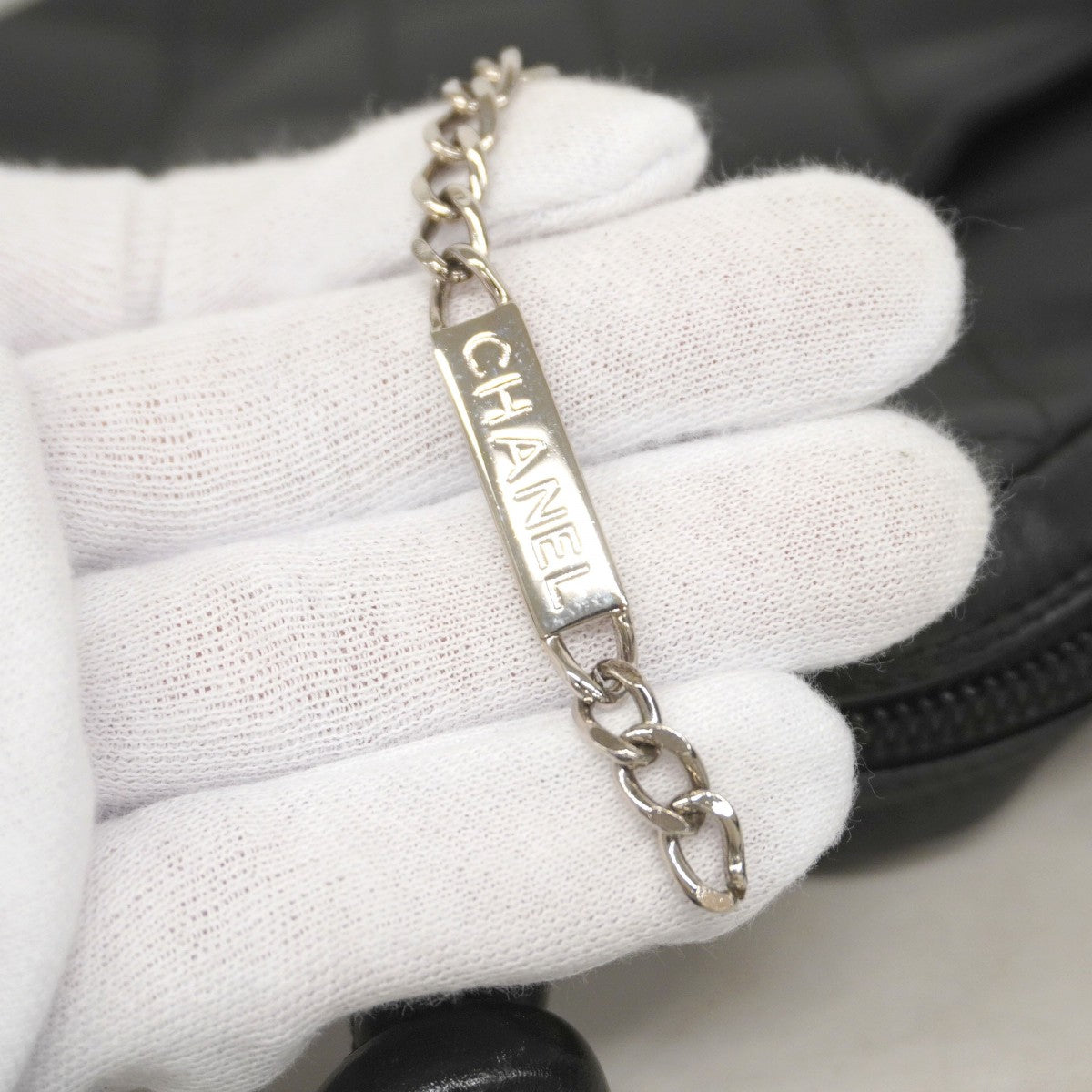 【5ie5973-h】シャネル ショルダーバッグ カンボン ラムスキン ブラック ホワイト シルバー金具【中古】レディース