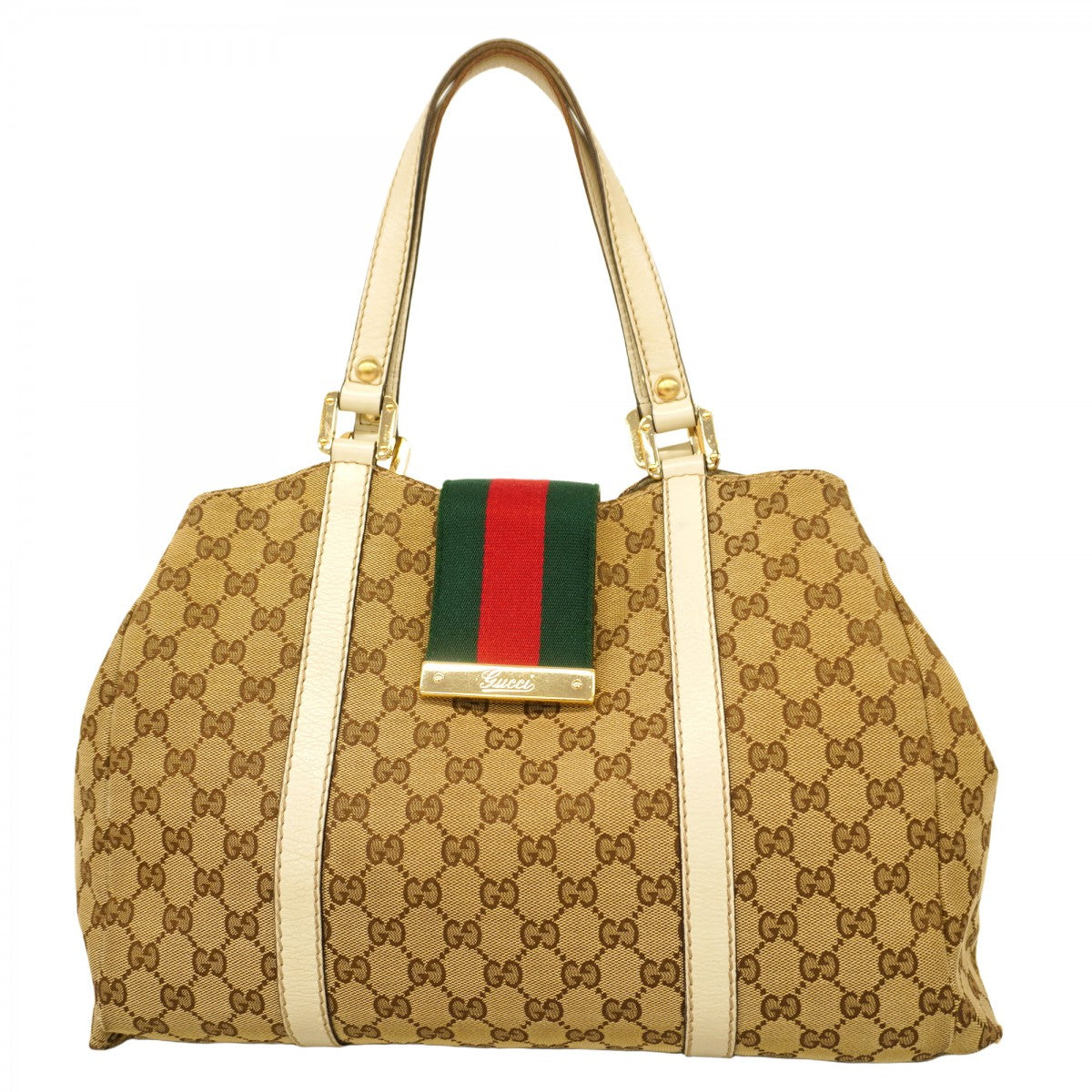 5ie6408-h】グッチ トートバッグ GGキャンバス/シェリーライン