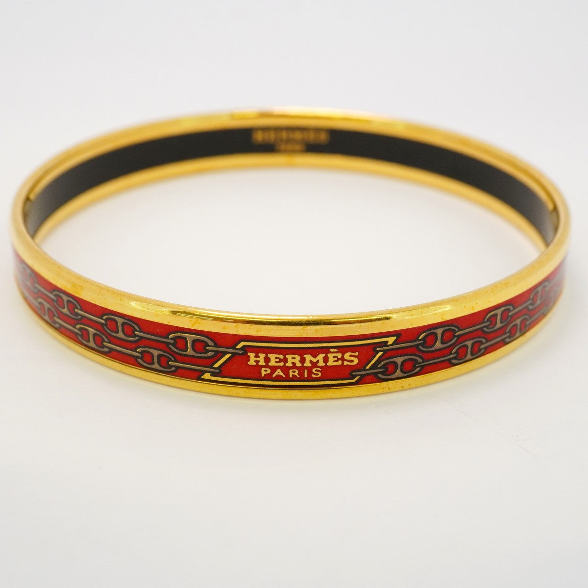 【5jeb0765】エルメス バングル エマイユPM GPメッキ 七宝焼き ゴールド ブラック マルチカラー【中古】レディース