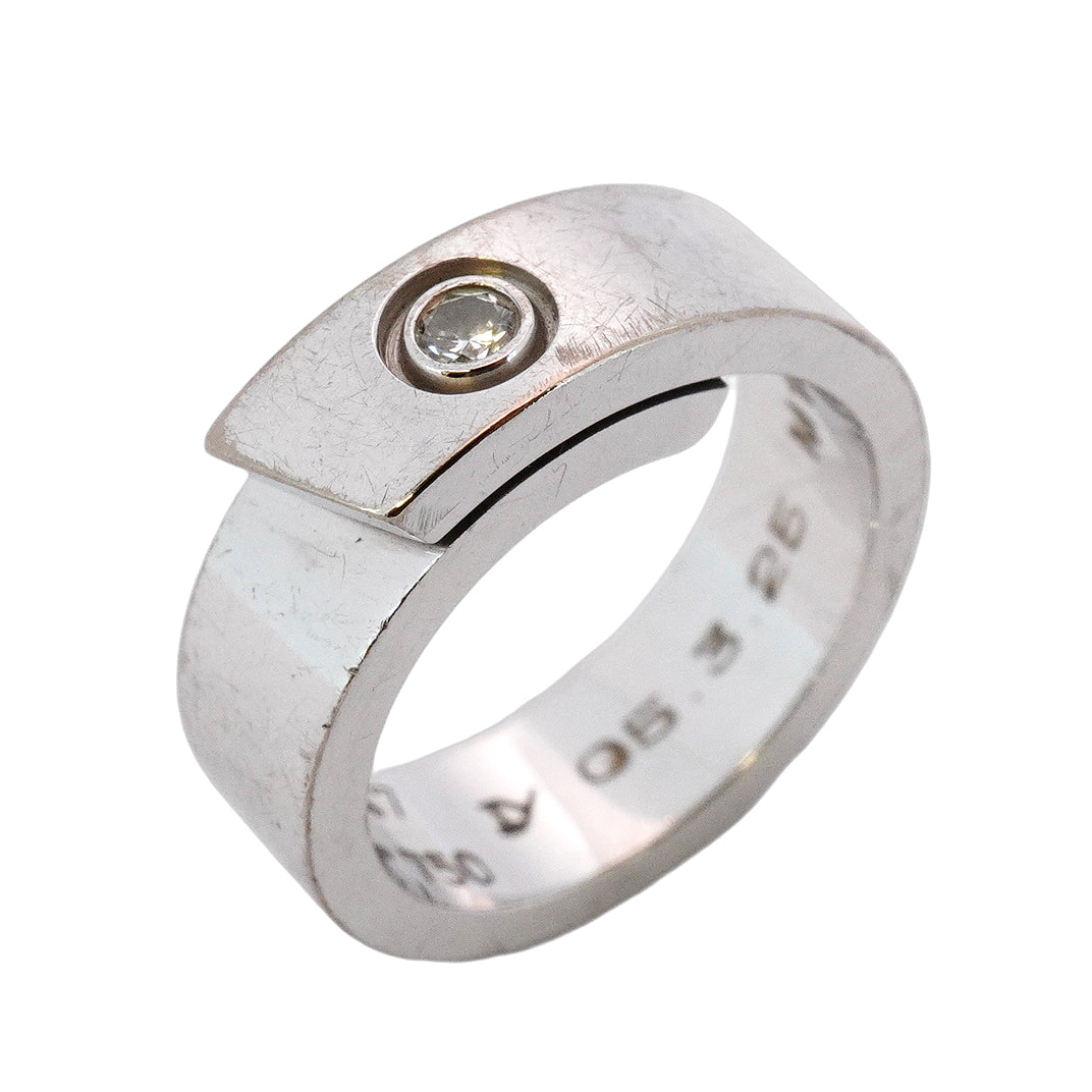 【5jgb0380】カルティエ リング アニバーサリー 1PD K18WG ホワイトゴールド ダイヤモンド #47【中古】レディース