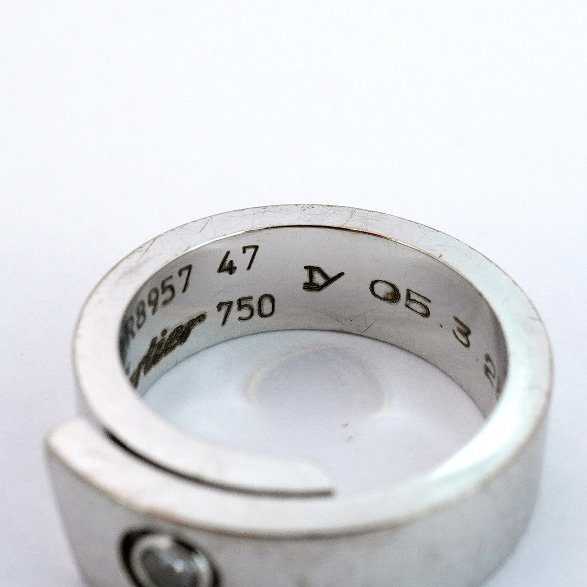 【5jgb0380】カルティエ リング アニバーサリー 1PD K18WG ホワイトゴールド ダイヤモンド #47【中古】レディース