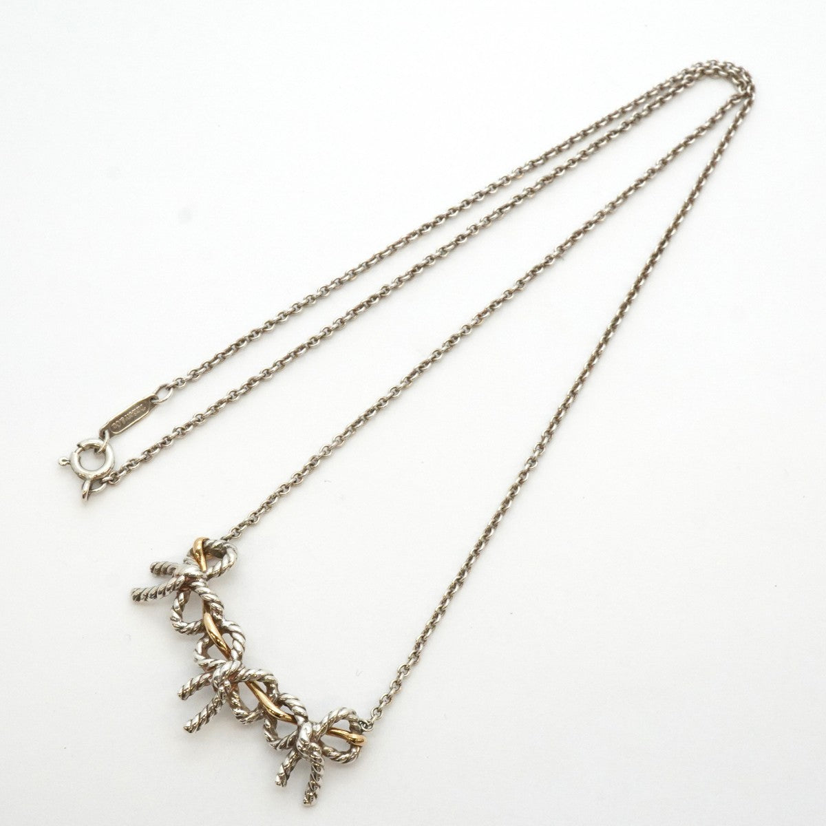 【5jgb0393】ティファニー ネックレス トリプルリボン K18YG イエローゴールド シルバー925【中古】レディース