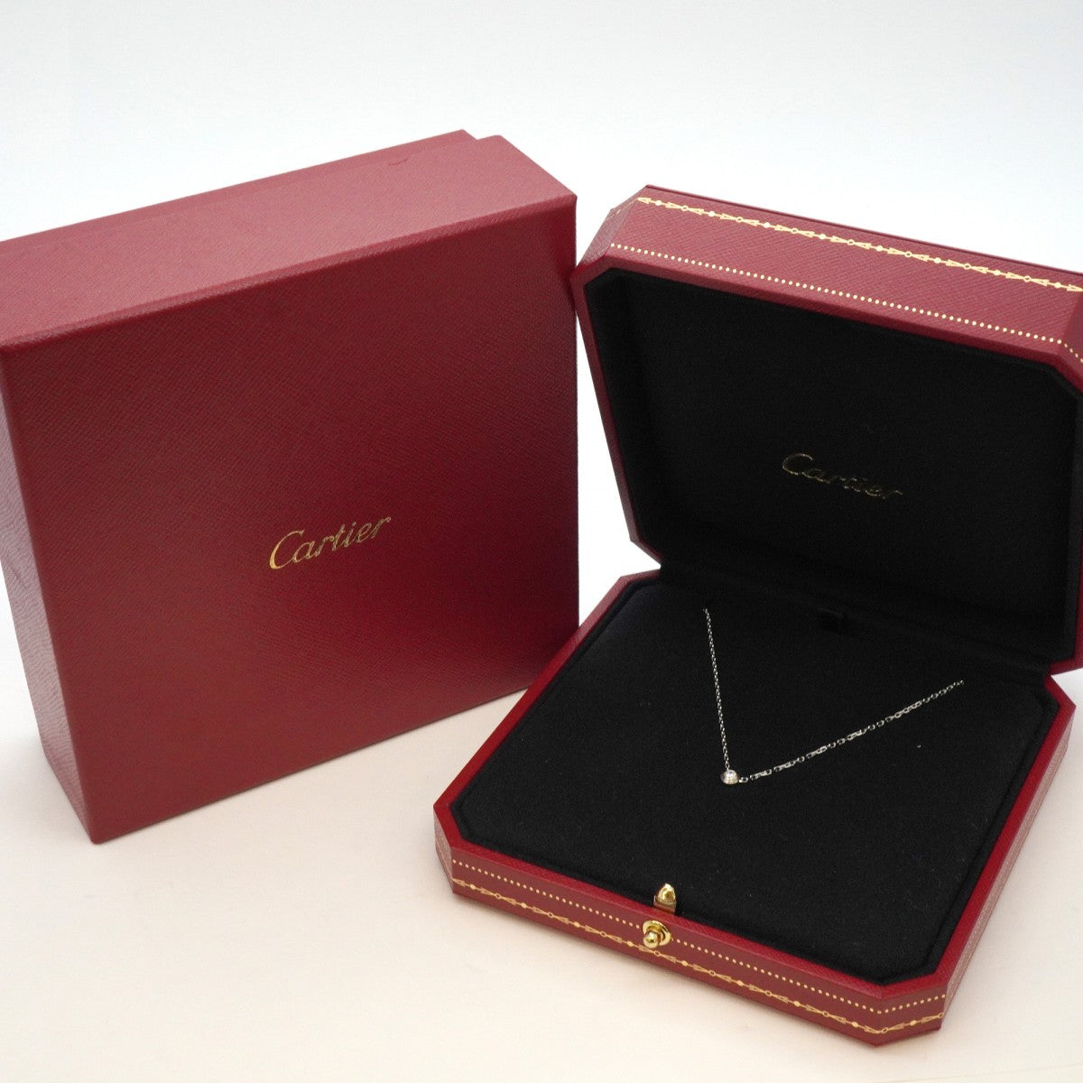 【5jgb0505】カルティエ ネックレス ダムール SM/1PD K18WG ホワイトゴールド ダイヤモンド【中古】レディース