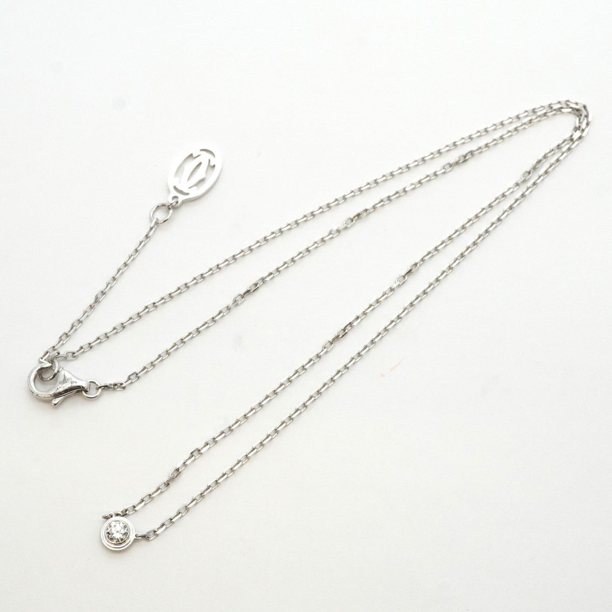 【5jgb0505】カルティエ ネックレス ダムール SM/1PD K18WG ホワイトゴールド ダイヤモンド【中古】レディース