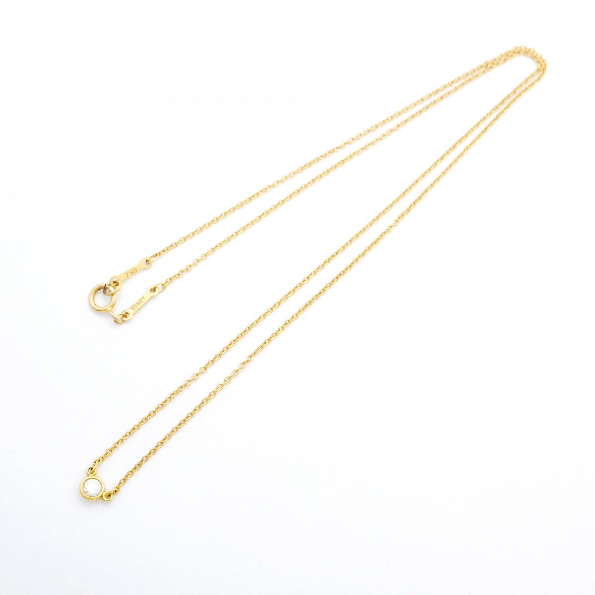 【5jhb0190】ティファニー ネックレス バイザヤード 1PD K18YG イエローゴールド ダイヤモンド【中古】レディース