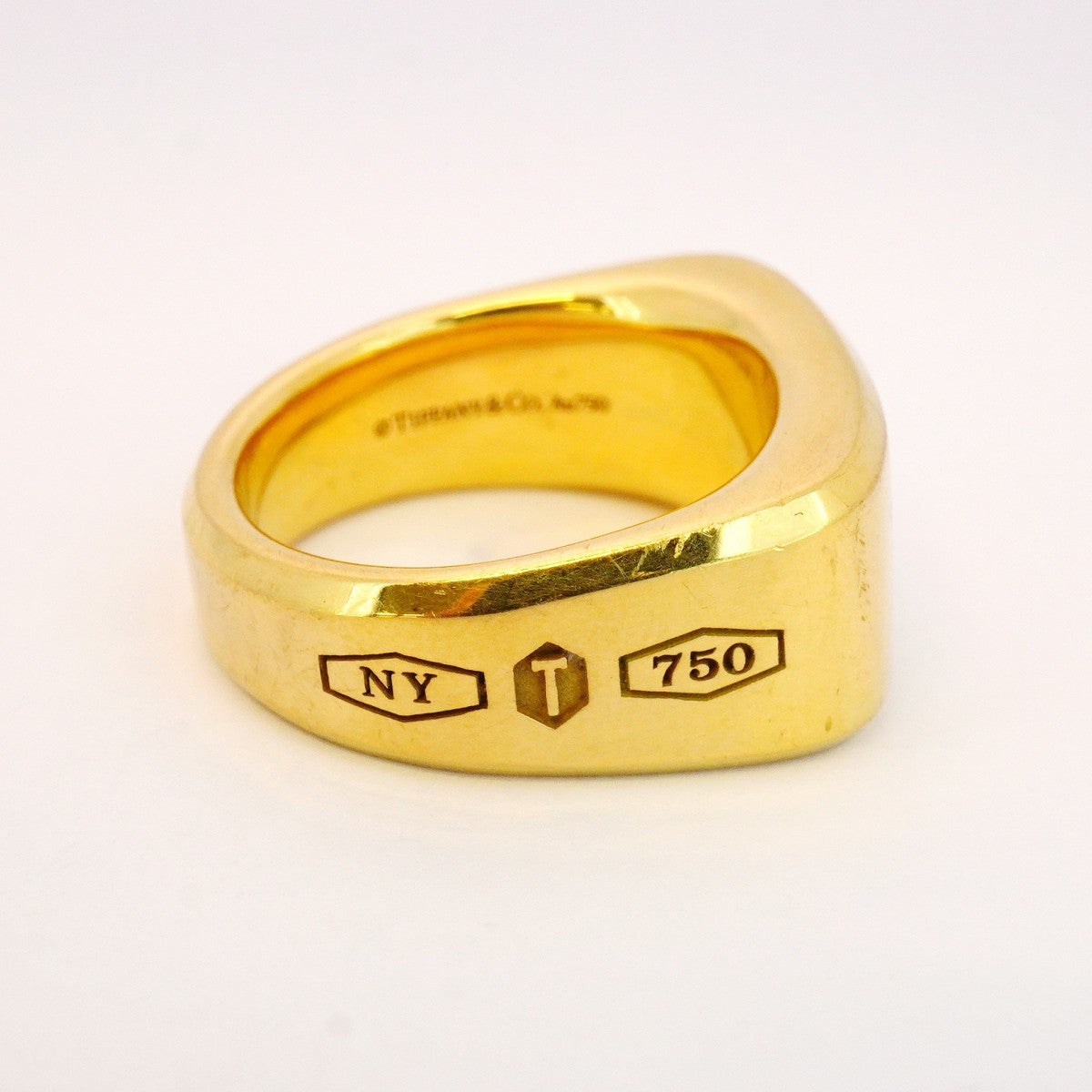 【5jhb0494】ティファニー リング メイカーズ/シグネット K18YG イエローゴールド 24号【中古】メンズ