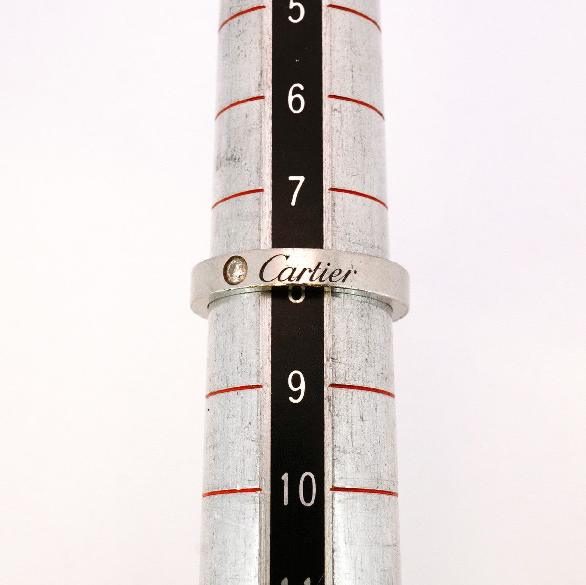【5jhb0495】カルティエ リング エングレーブド 1PD Pt950 プラチナ ダイヤモンド #48【中古】レディース