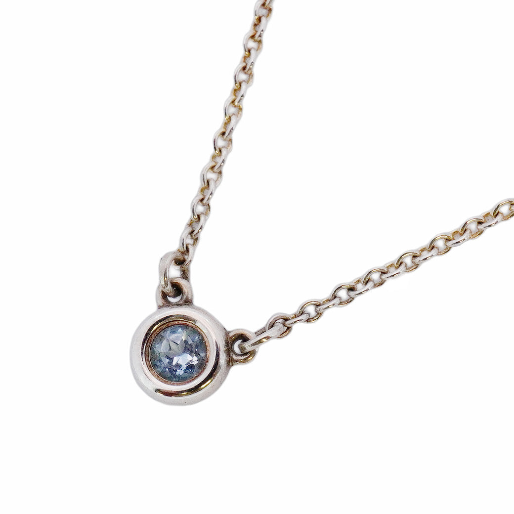 【5jhb0628】ティファニー ネックレス バイザヤード シルバー925 アクアマリン ブルー【中古】レディース