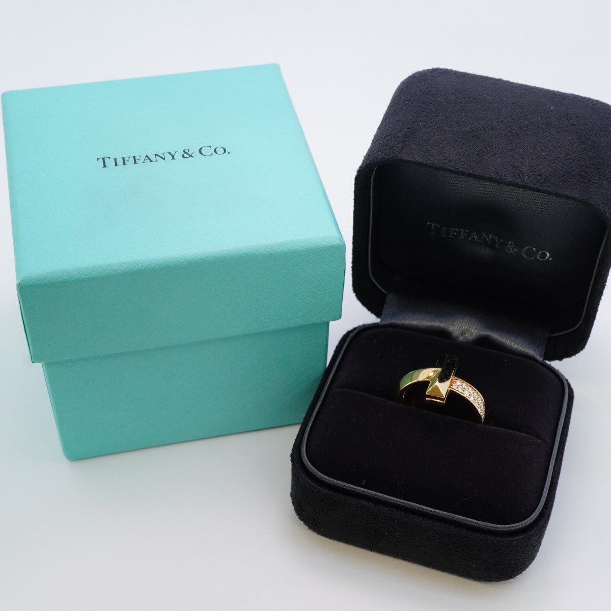 【5jmb0462】ティファニー リング Tワン K18PG ピンクゴールド ダイヤモンド 0.21ct 9.5号【中古】レディース
