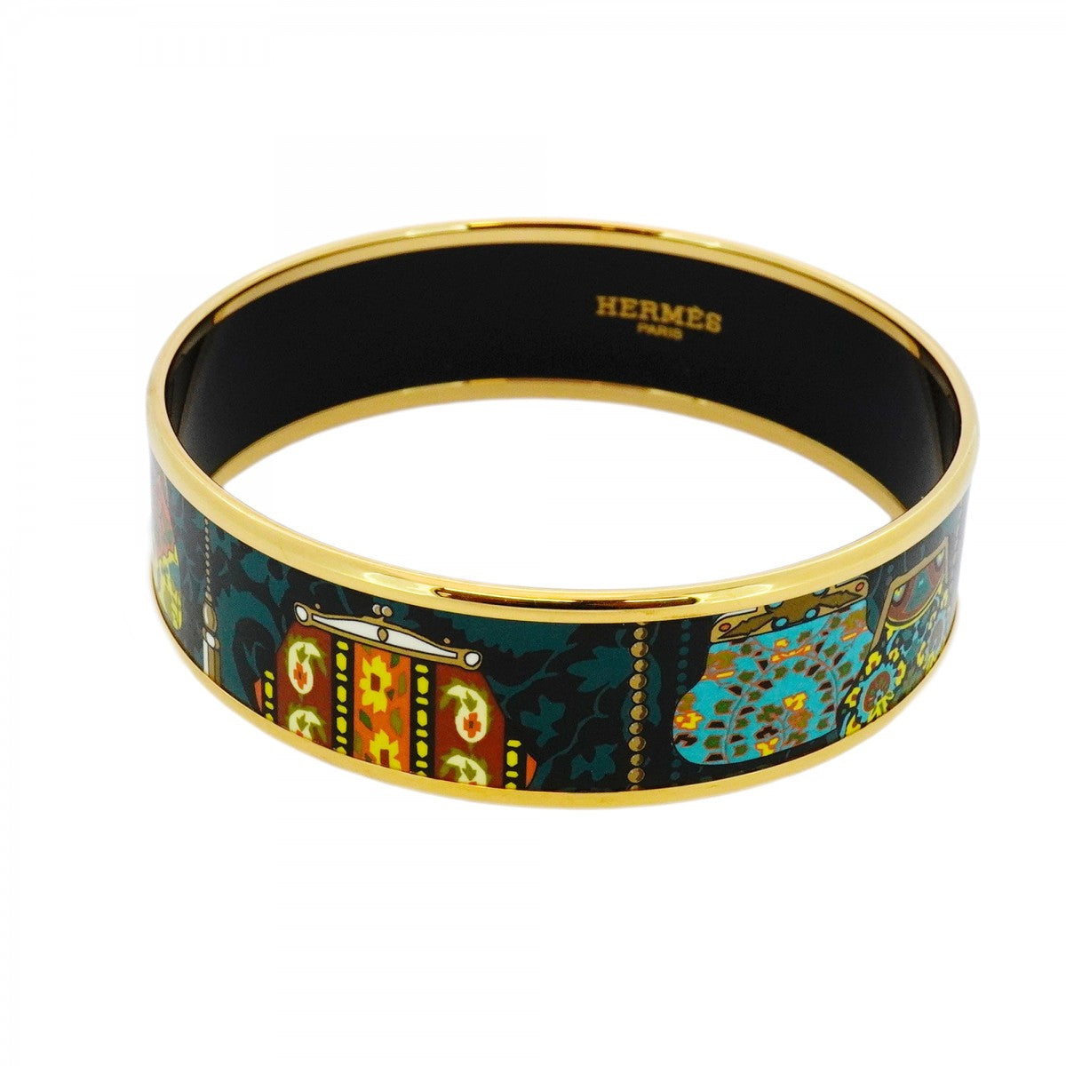 5job0159】エルメス バングル エマイユGM GPメッキ 七宝焼き ゴールド