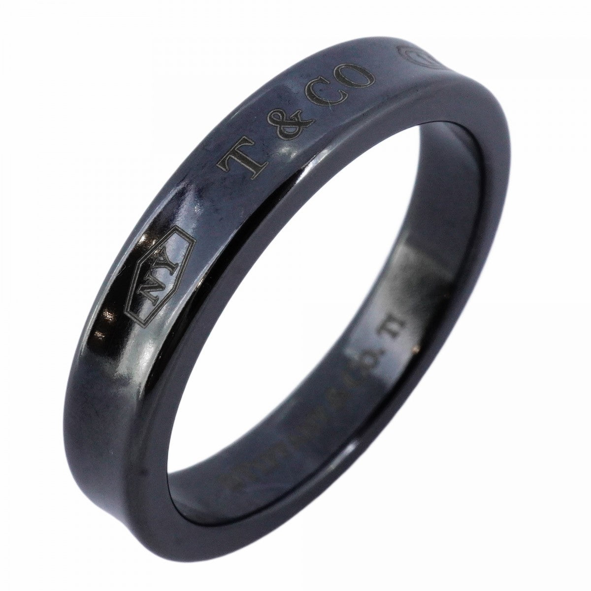 5job0694】ティファニー リング ナロー/1837 チタン ブラック 16号
