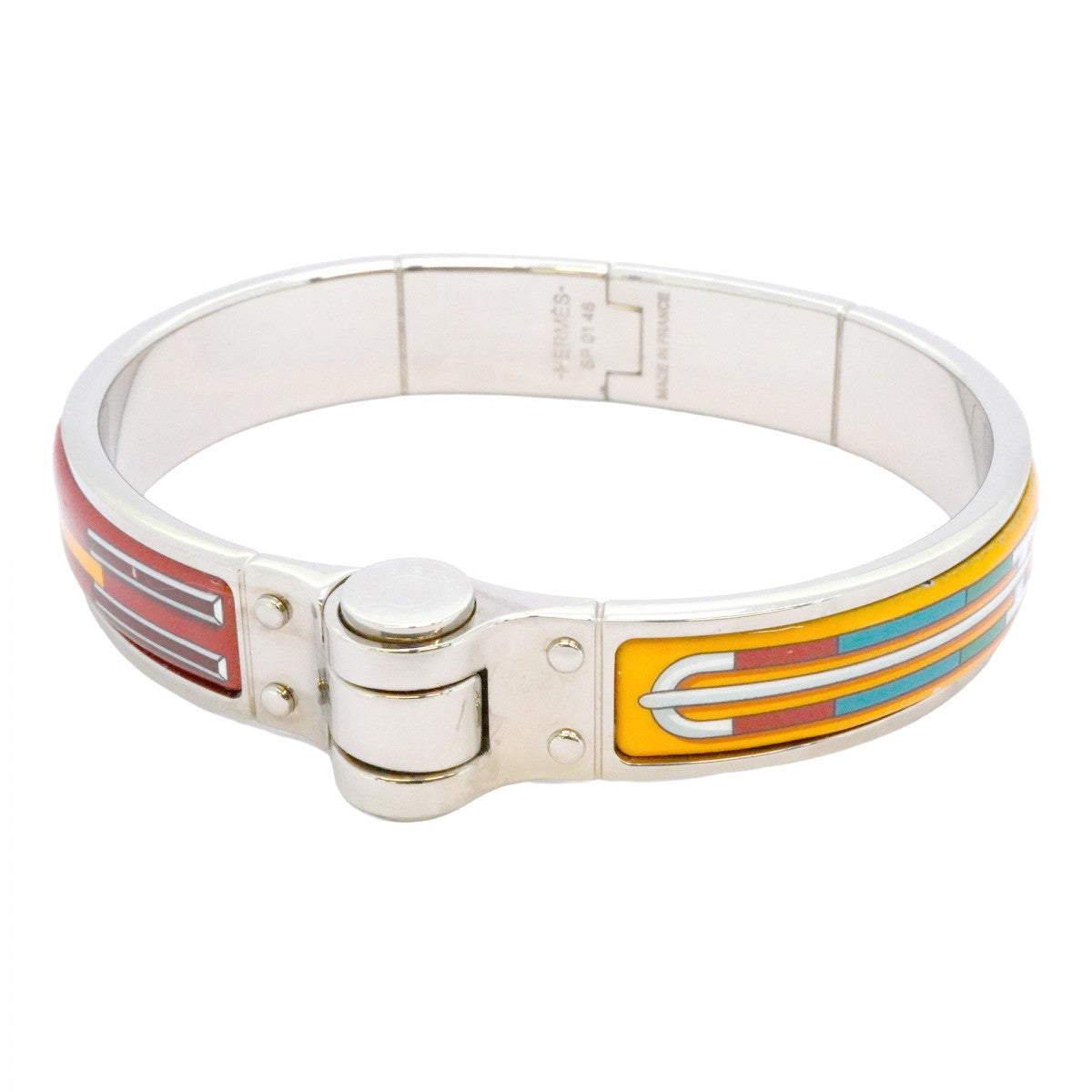 5jpb0466】エルメス バングル シャルニエール メタル シルバー マルチ