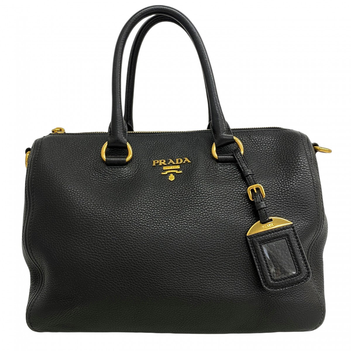 ブラックレザーハンドバッグ ゴールド金具付き ティファニーの黒いレザーハンドバッグ ゴールド金具