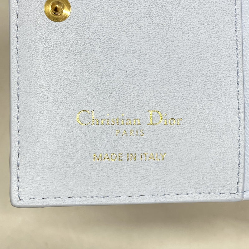 【5mb1222-h】クリスチャンディオール 財布 カナージュ カロ レザー ブルー ゴールド金具【中古】レディース