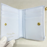 【5mb1222-h】クリスチャンディオール 財布 カナージュ カロ レザー ブルー ゴールド金具【中古】レディース