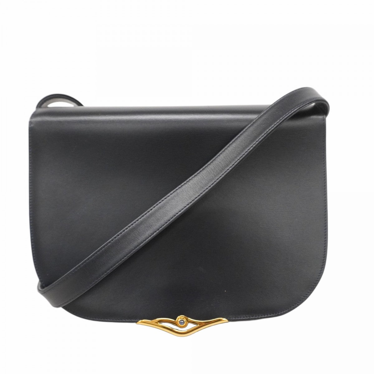 Cartier 黒のショルダーバッグ ゴールド金具 カルティエ ショルダーバッグ マストライン ブラック レザー