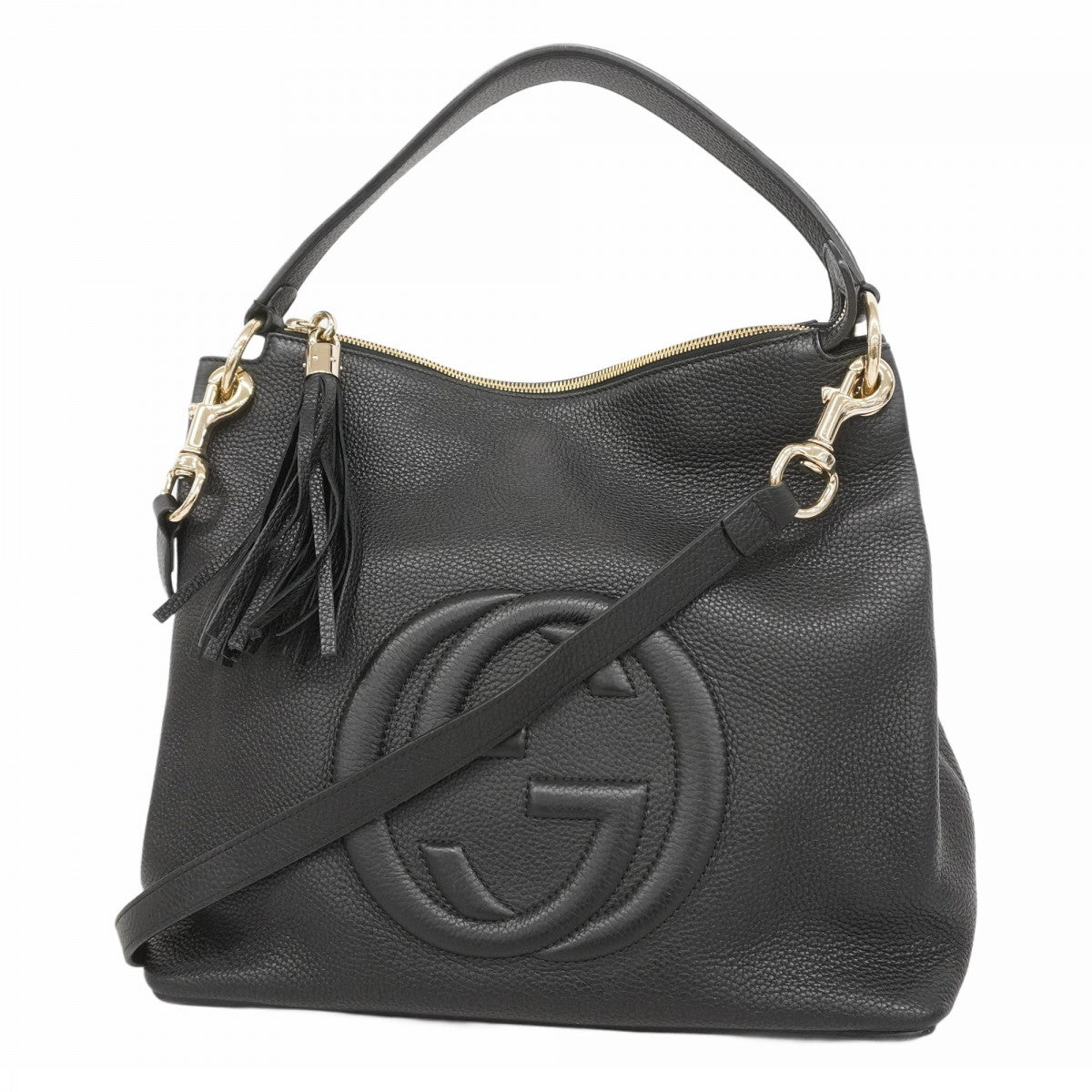 【超希少・美品✨】グッチ　ハンドバッグ　ガンチーニ　ゴールド金具　レザー　黒 5mb1579-h】グッチ ハンドバッグ ソーホー 536194 レザー