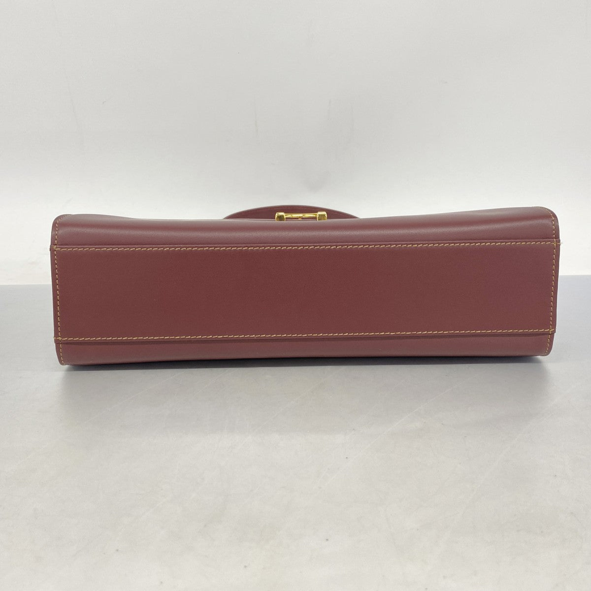 【5mb1626】カルティエ ハンドバッグ マスト レザー ボルドー ゴールド金具【中古】レディース