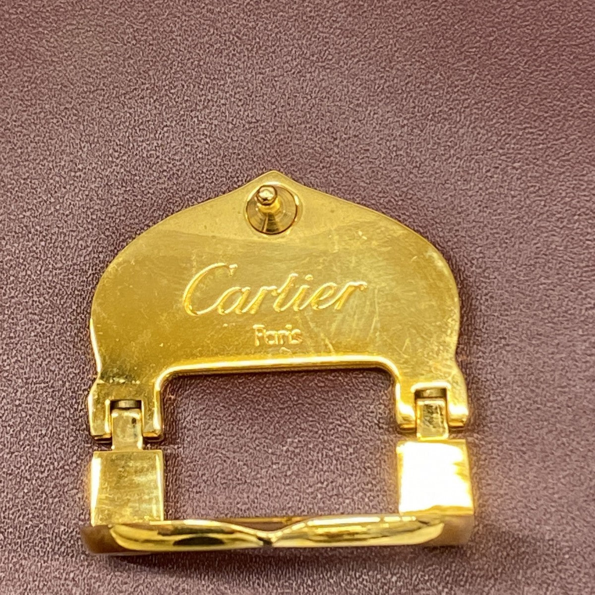 【5mb1626】カルティエ ハンドバッグ マスト レザー ボルドー ゴールド金具【中古】レディース