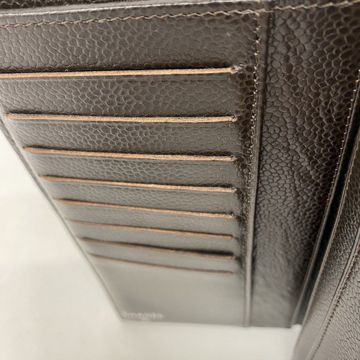 【5mb1660】シャネル 長財布 キャビアスキン ブラウン シルバー金具【中古】レディース