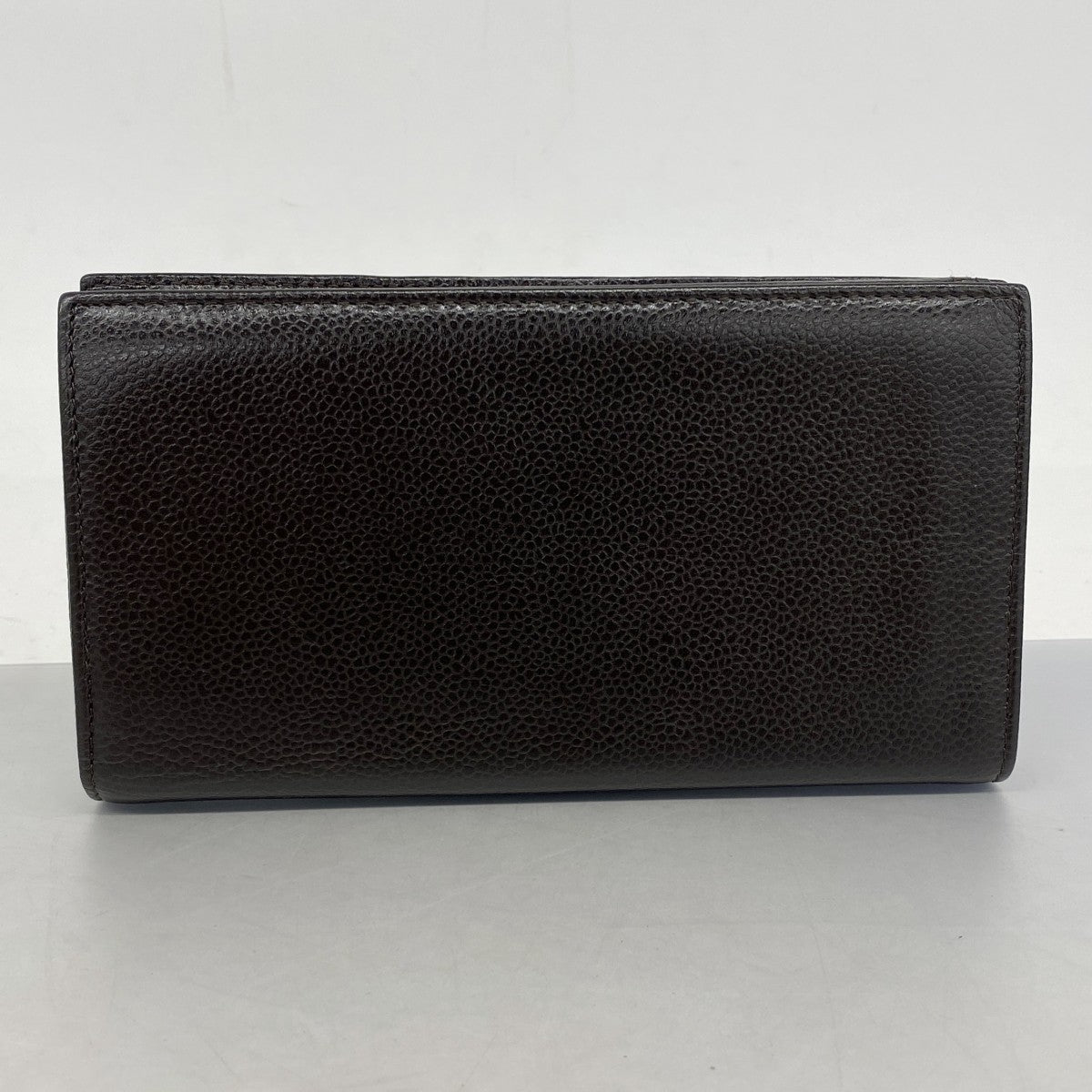 【5mb1660】シャネル 長財布 キャビアスキン ブラウン シルバー金具【中古】レディース