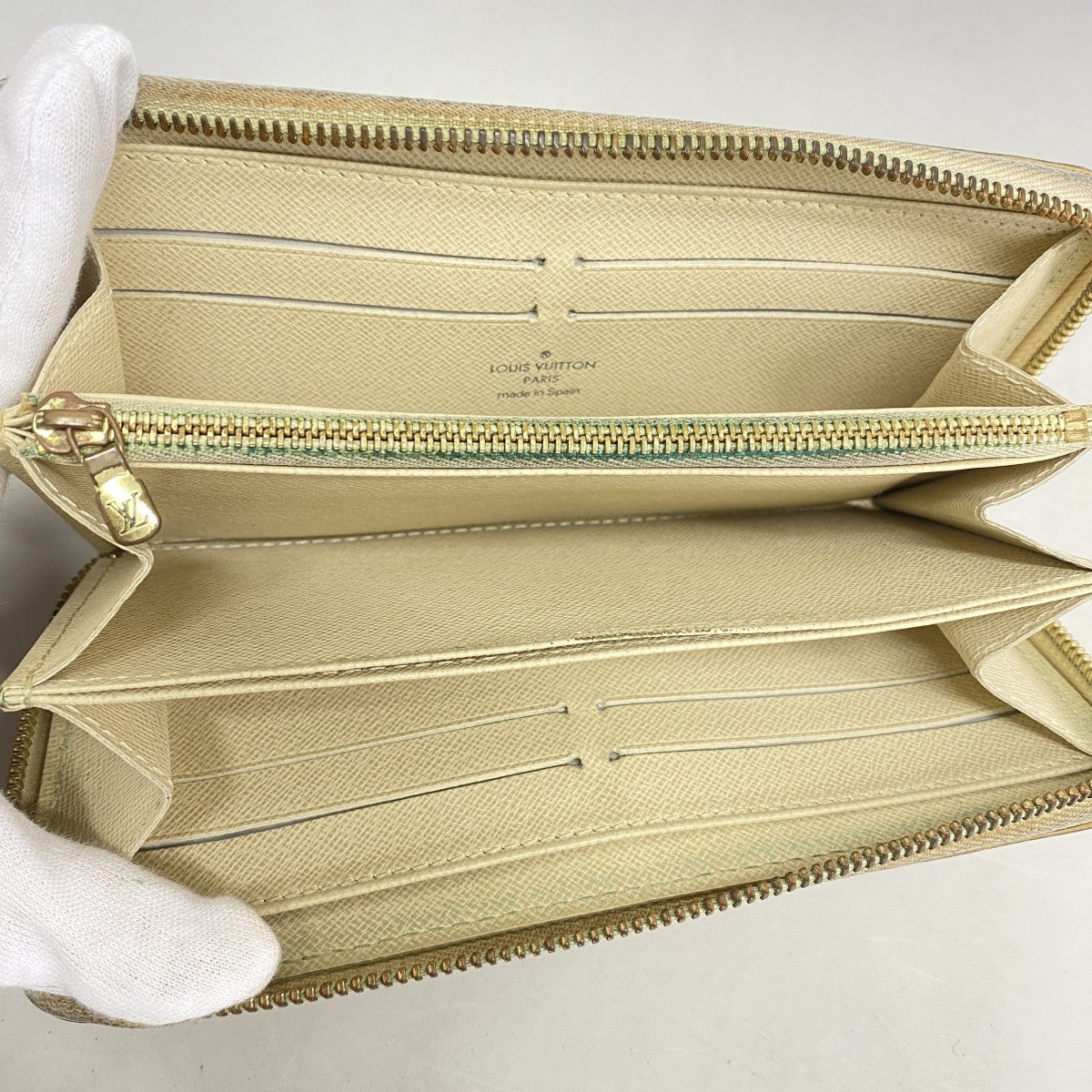 【5mb1707】ルイヴィトン 長財布 ダミエ・アズール ジッピーウォレット N60019 ホワイト【中古】レディース