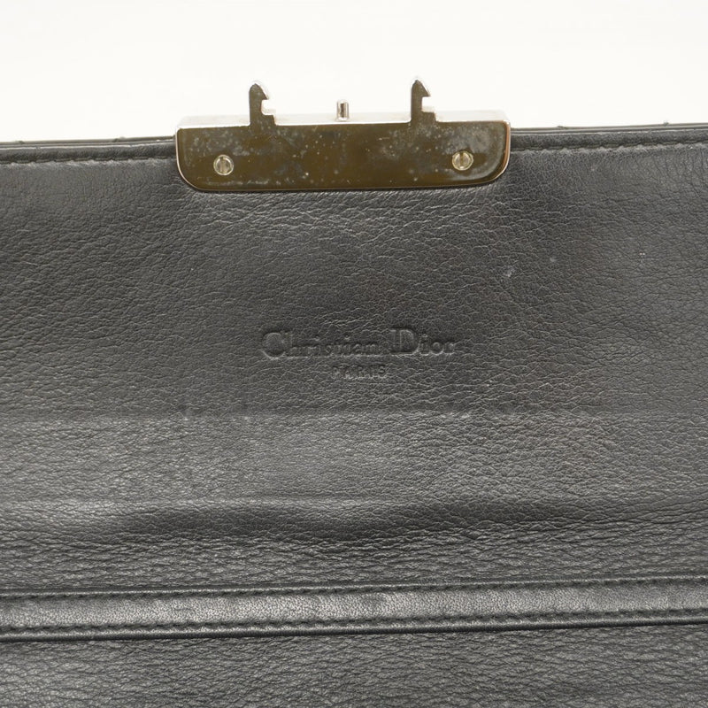 【5mb2362-h】クリスチャンディオール 長財布 カナージュ エナメル ブラック シルバー金具【中古】レディース