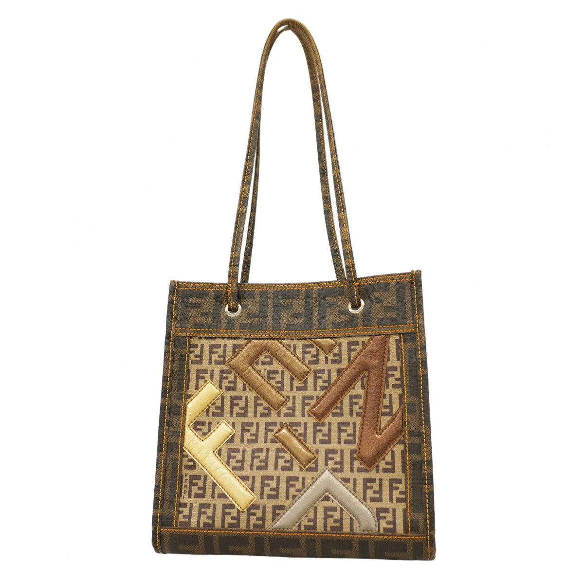 【FENDI】2wayボストンバッグ　ズッカ柄　ゴールド金具　PVC ブラウン FENDI】2wayボストンバッグ ズッカ柄 ゴールド金具 PVC ブラウン