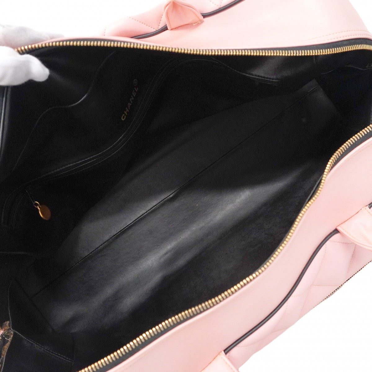 【5mc2553】シャネル ボストンバッグ マトラッセ ラムスキン ピンク ゴールド金具【中古】レディース