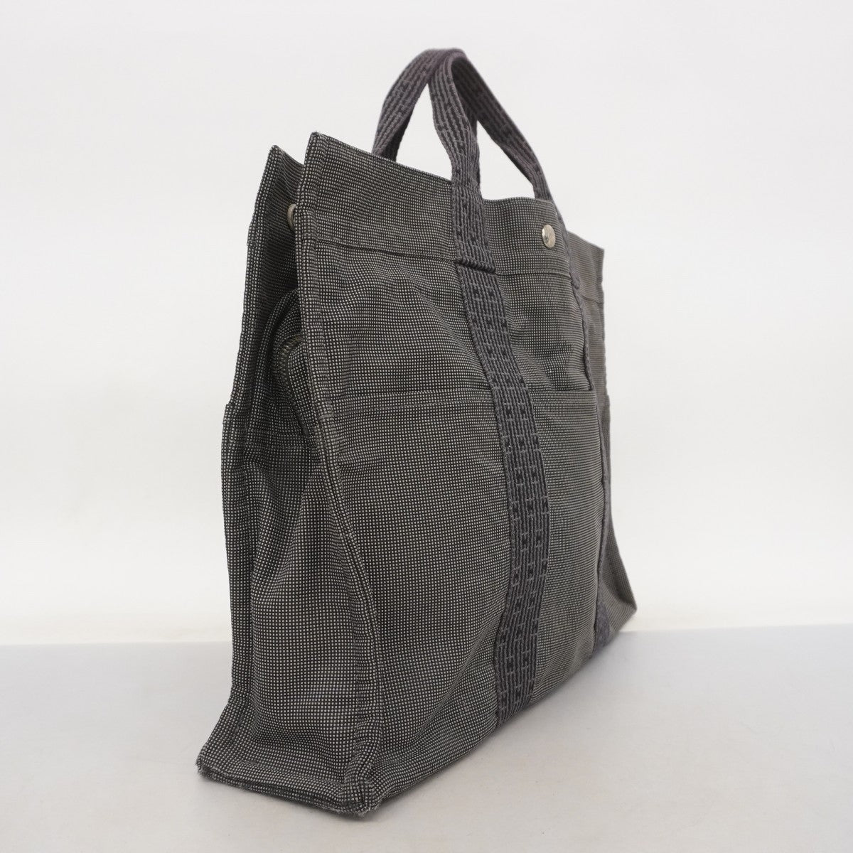 【5mc2590】エルメス トートバッグ エールラインMM キャンバス グレー シルバー金具【中古】メンズ レディース ユニセックス