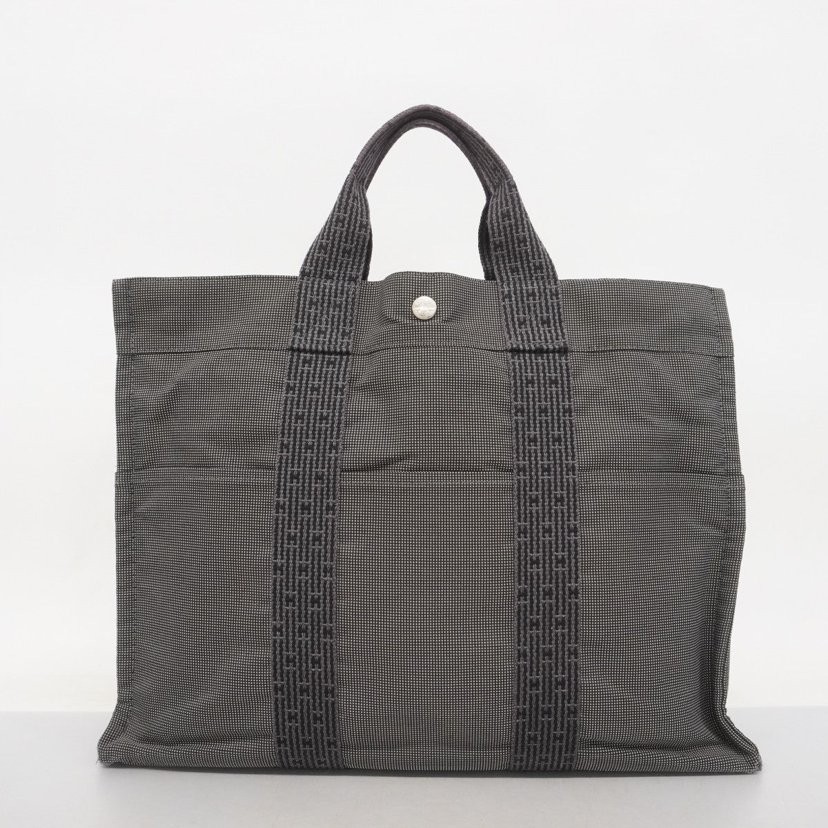 【5mc2590】エルメス トートバッグ エールラインMM キャンバス グレー シルバー金具【中古】メンズ レディース ユニセックス