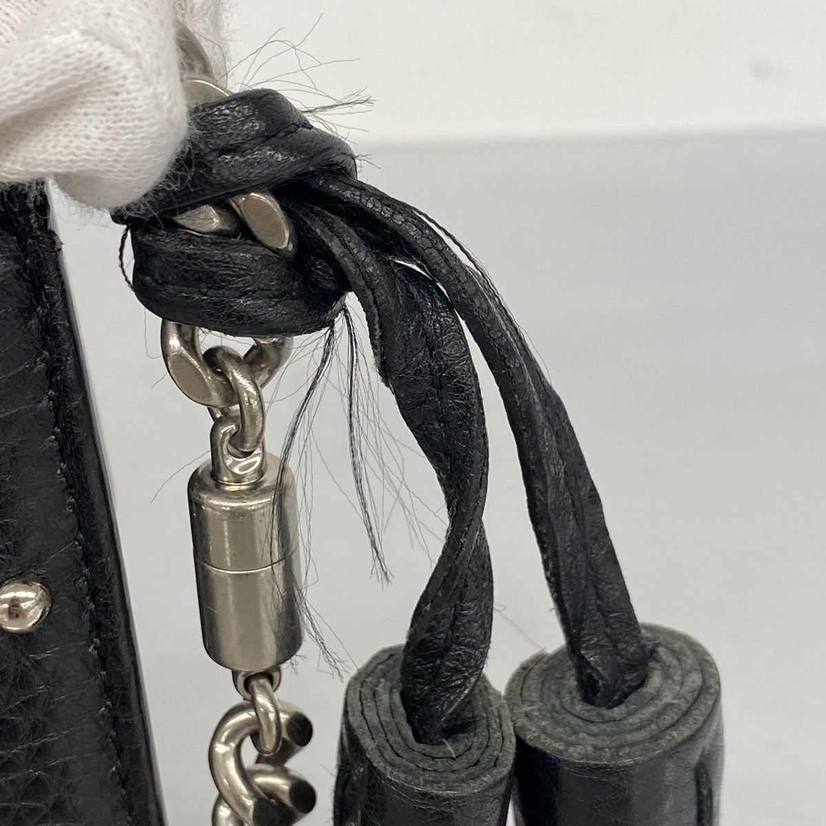 【5mc2605】グッチ ショルダーバッグ バンブー 387611 レザー ブラック シルバー金具【中古】レディース