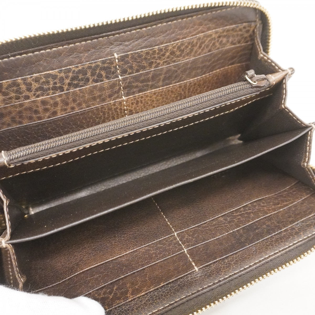 【5mc2652】グッチ 長財布 グッチシマ バンブー 224253 レザー ブラウン ゴールド金具【中古】レディース
