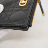 【5mc2783】クリスチャンディオール 財布 カナージュ レザー ブラック ゴールド金具【中古】レディース