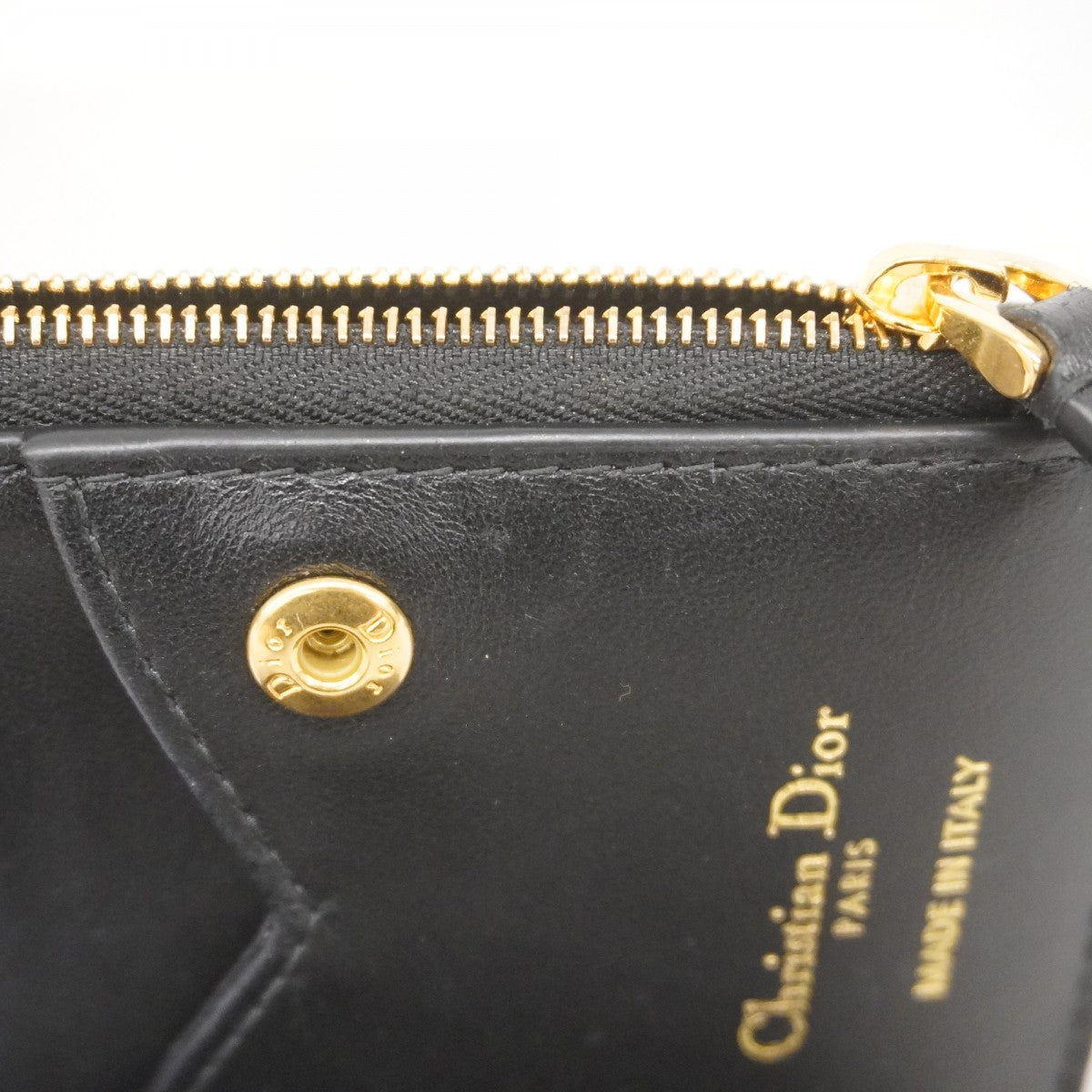 【5mc2783】クリスチャンディオール 財布 カナージュ レザー ブラック ゴールド金具【中古】レディース