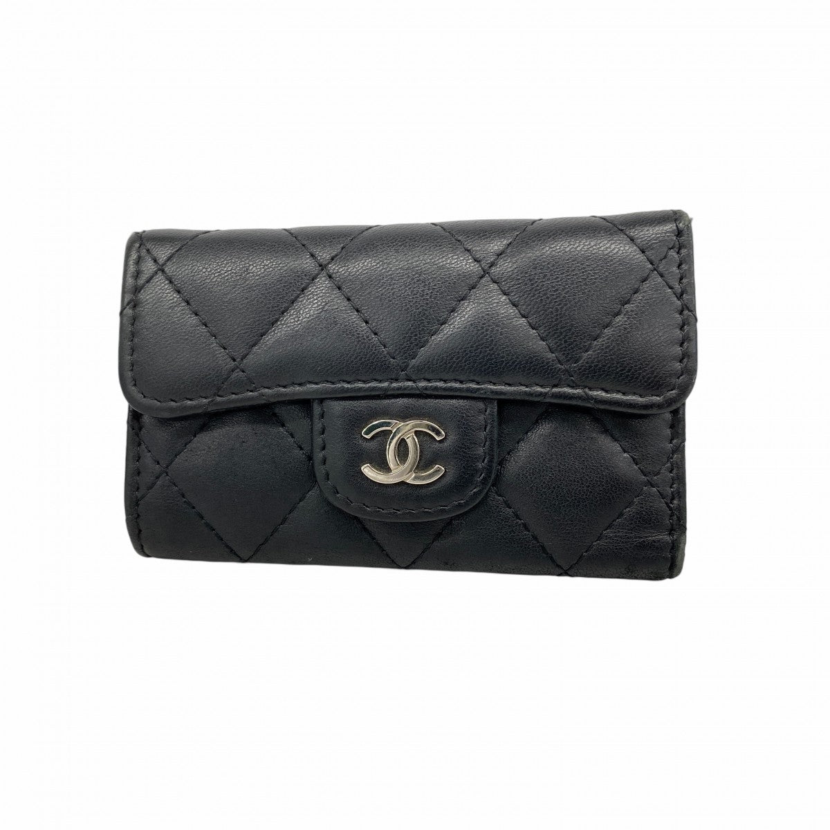 5mc3831】シャネル キーケース マトラッセ ラムスキン ブラック