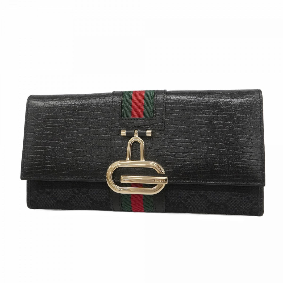 GUCCI グッチシェリーラインGGキャンバス長財布 GUCCI 財布 グッチ 長財布 GG キャンバス シェリー ライン ブラック