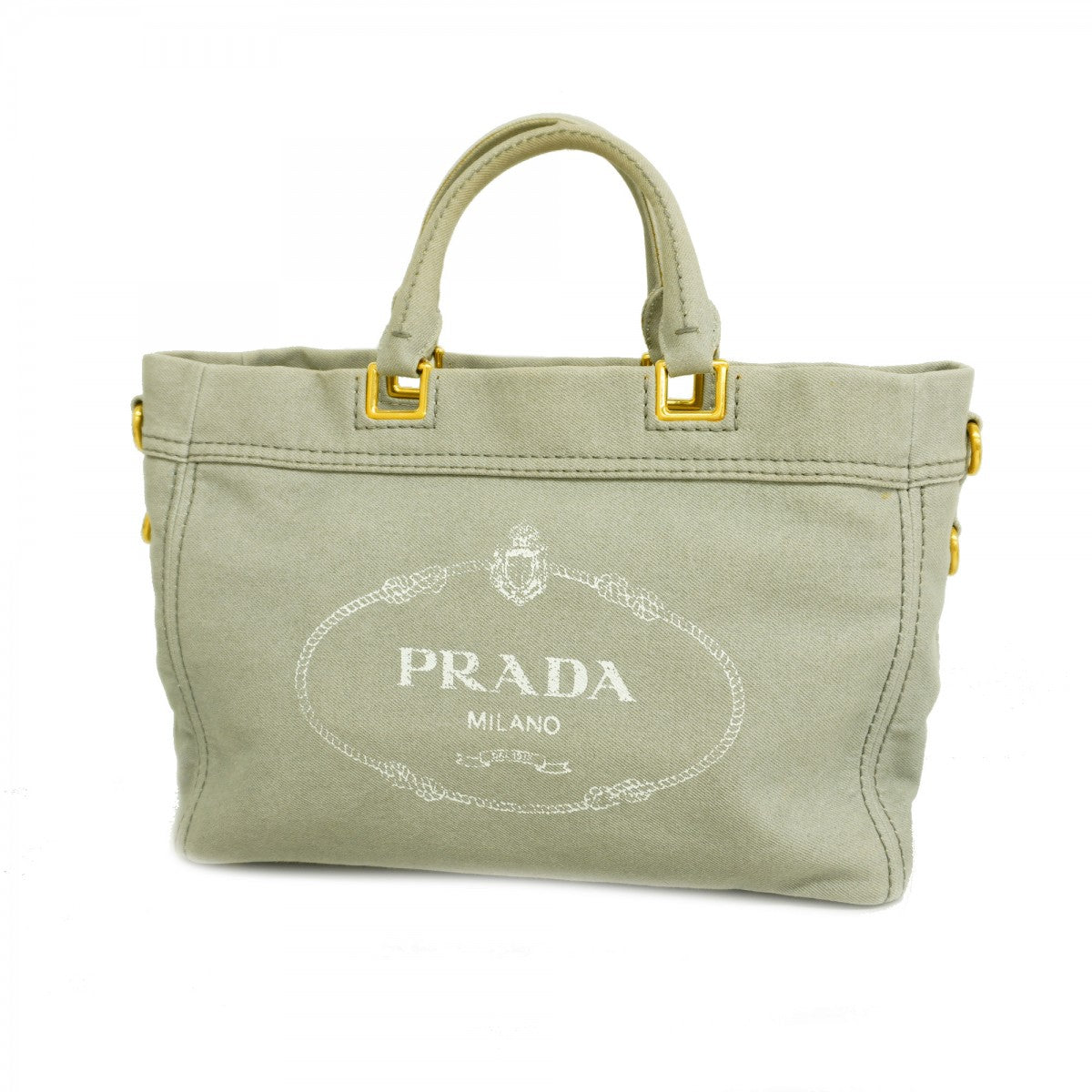 PRADA トートバッグ 5md4788】プラダ トートバッグ カナパ デニム グレー ゴールド