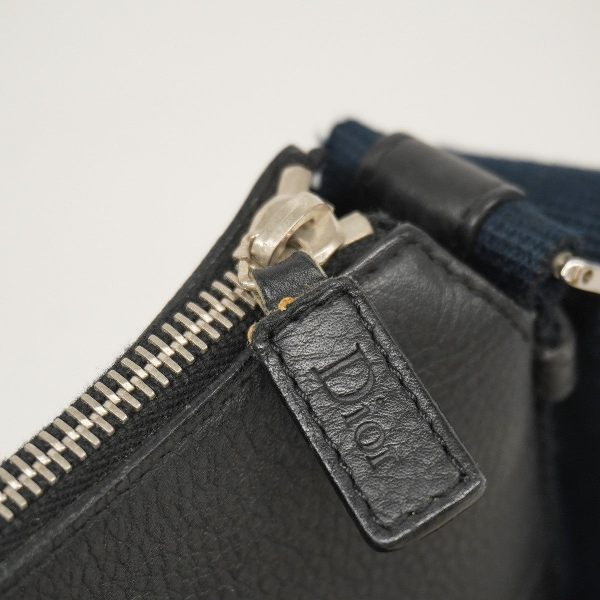 【5md4984】クリスチャンディオール ショルダーバッグ トロッター キャンバス ブラック ネイビー シルバー金具【中古】レディース