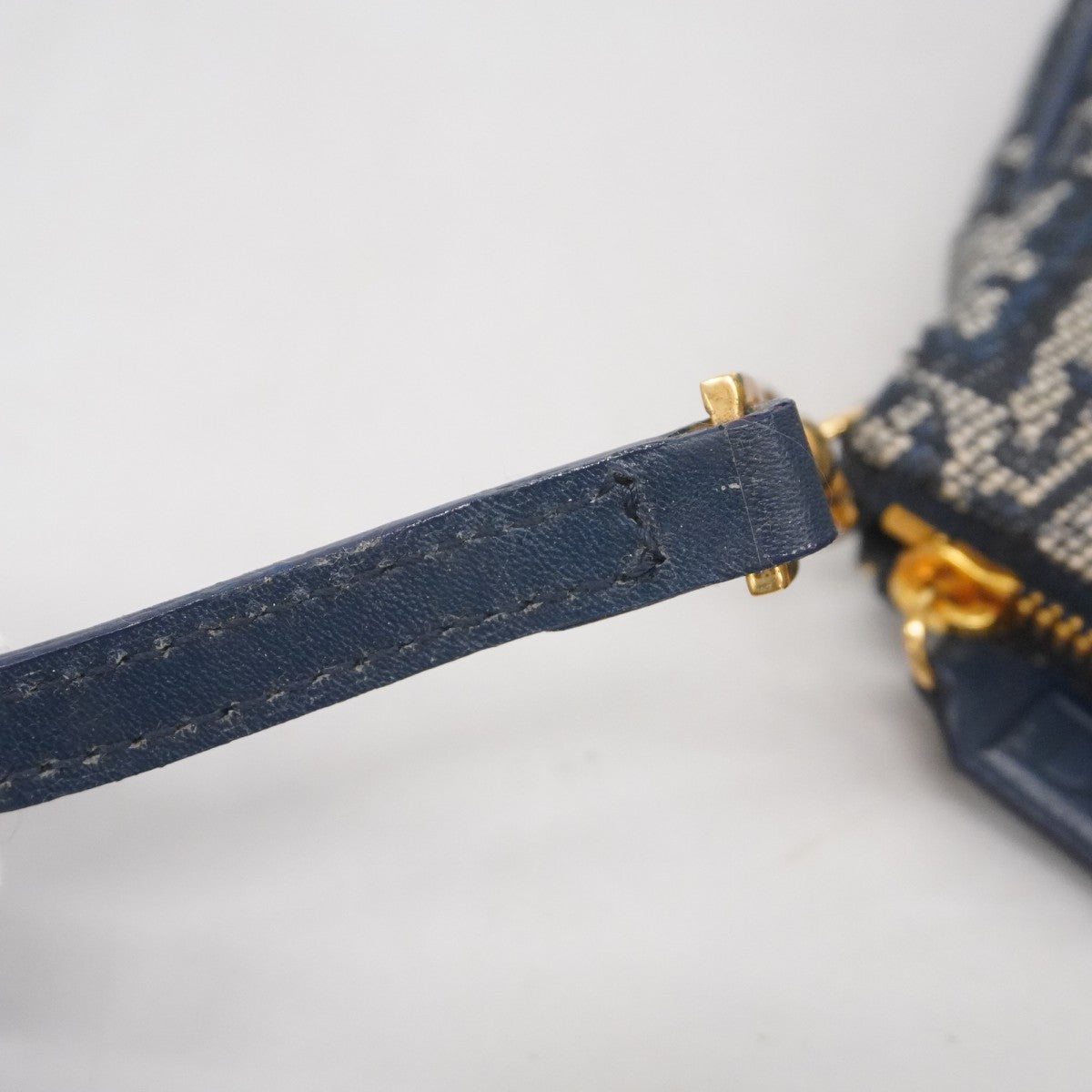 【5md5112】クリスチャンディオール ハンドバッグ トロッター キャンバス ネイビー ゴールド金具【中古】レディース
