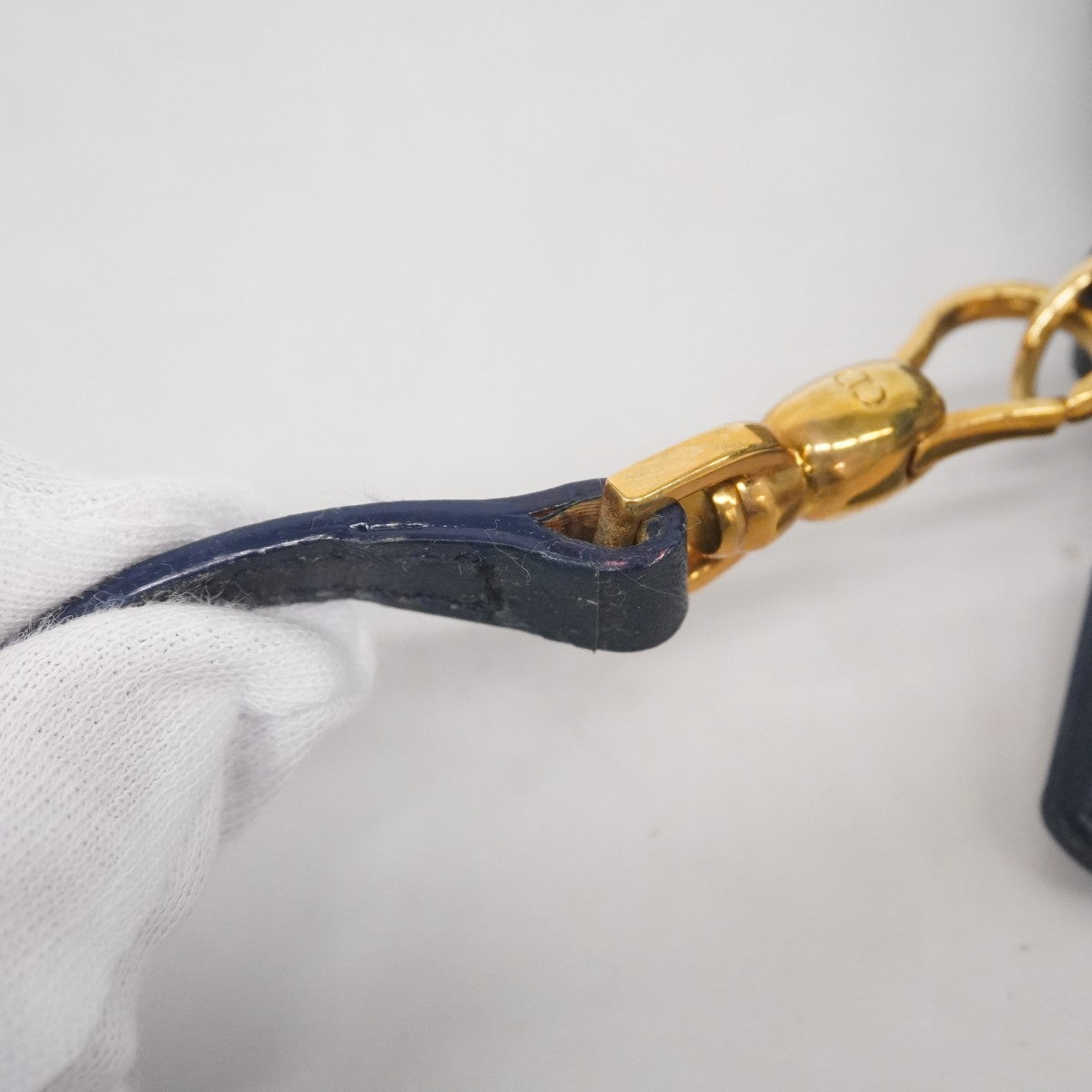 【5md5112】クリスチャンディオール ハンドバッグ トロッター キャンバス ネイビー ゴールド金具【中古】レディース